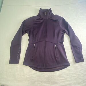 Women's Spyder Purple Fleece Lined Jacket With Pockets Gym Yoga Running Medium